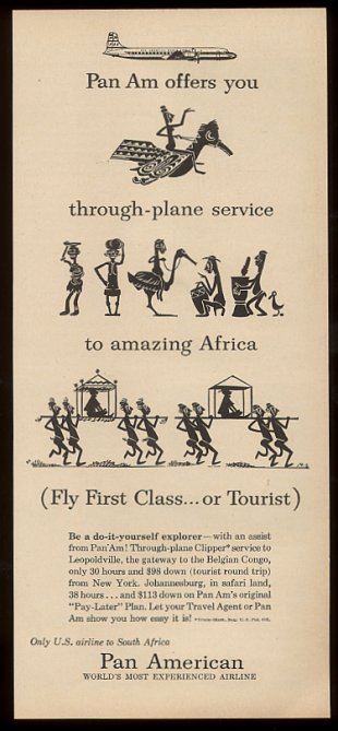 1950s A Pan American ad promoting service to Africa.